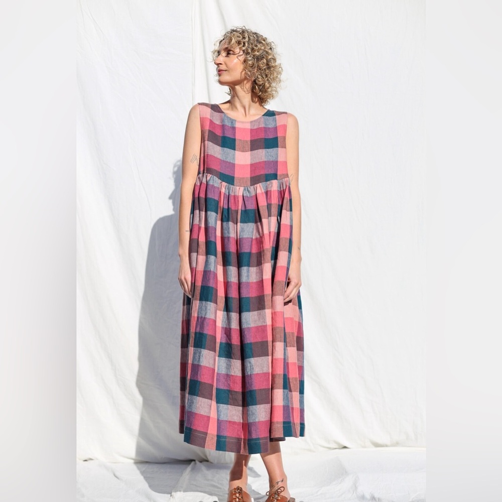 Linen check sundress